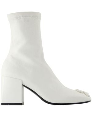 Courreges Weiße Leder Stiefeletten