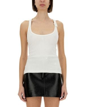 Courreges Ribbed Tank Top - White