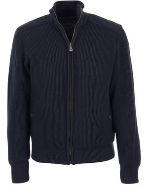 Paul & Shark Wool Cardigan con zip e badge iconico - Blu