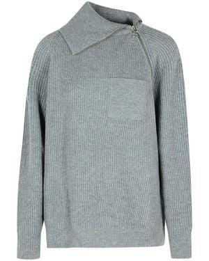 Sportmax 'Salpa' Cashmere Mischpullover mit mittlerem grauen Reißverschluss