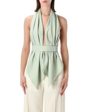 Alberta Ferretti Alberta Ferretti Draped Scarf-Effect Top - Green