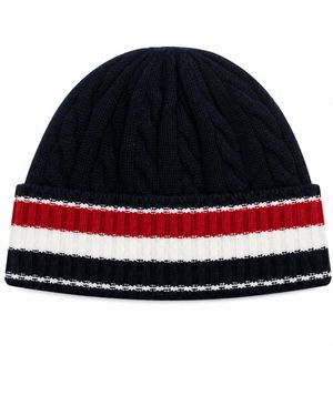 Thom Browne Gorro De Ocho Y Canalé De Lana Merino Con Rayas Rwb - Azul