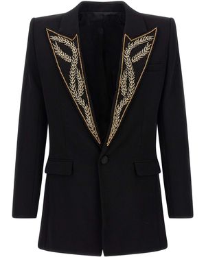 Balmain Leaf Embroidery Blazer - Schwarz