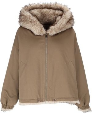 Bully Fabric & Fake Fur Jacket - Natural