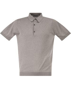 John Smedley Adrian Cotton Short Sleeved Polo Shirt - Grey