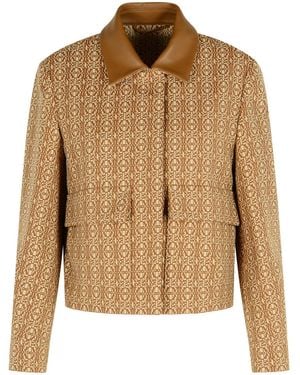 Max Mara 'Viborg' Camel Cotton Jacquard Jacket - Brown