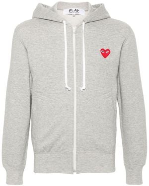 COMME DES GARÇONS PLAY Comme des Garcons Logo Reißverschluss Wattebuttenhaubee - Weiß