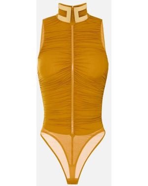 Elisabetta Franchi Bodysuit Met Juweelhals - Geel