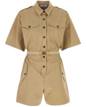 Prada Khaki Cotton Jumpsuit - Natural