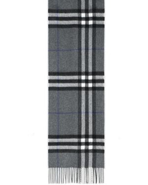 Burberry 'Mu Giant Check' Cashmere Scarf - Grey