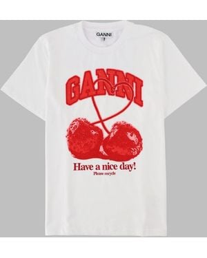 Ganni Organic Cotton T-Shirt - Grey