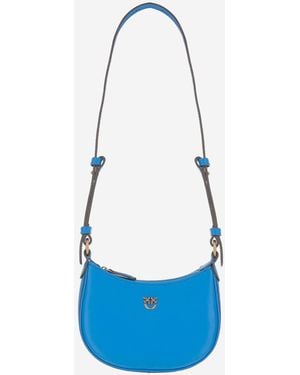 Pinko Baby Half Moon Leather Shoulder Bag - Blue