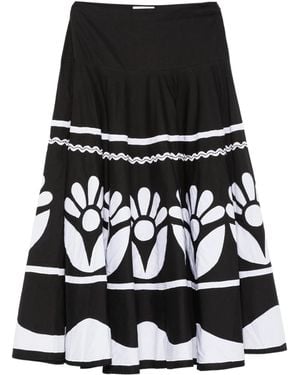 Antik Batik Cadix Maxi-Rok Met Bloemenprint - Zwart