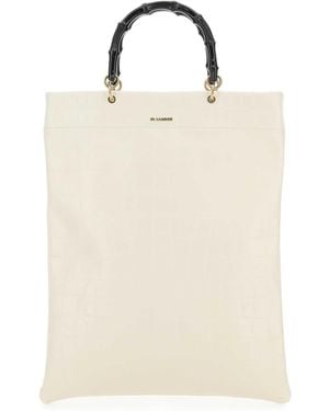 Jil Sander Ivory Leather Medium Shopping Bag - Natural