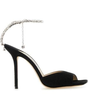 Jimmy Choo Suede Saeda 100 Sandals - Black