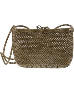 Dragon Minsu Mini Woven Leather Bag - Grey