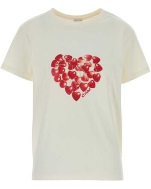 Chloé Graphic Crew Neck T-Shirt - White