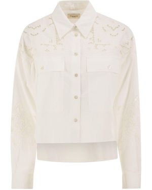 Weekend by Maxmara Wkdariano Hemd aus reiner Baumwolle mit Broderie Anglaise-Stickerei - Weiß