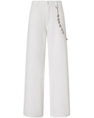 Pinko Wide-Leg Jeans With Chain Detail - White