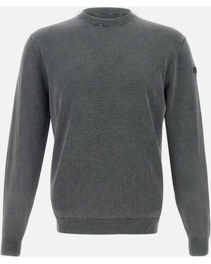Rrd Blauer Verwaschener Baumwollstrickpullover - Grau