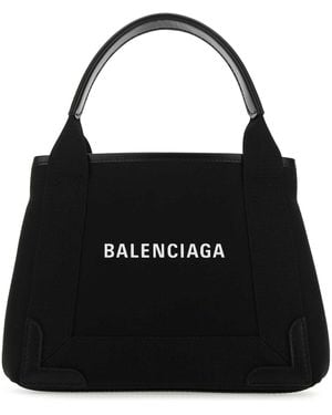 Balenciaga Small Cabas Logo Print Tote Bag - Black