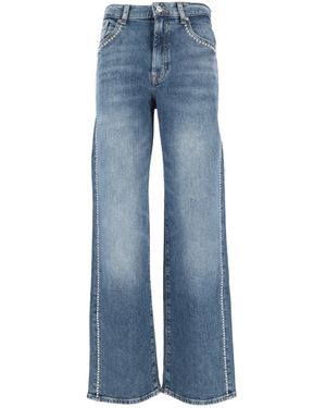 7 For All Mankind Stovepipe Straight Avenue mit seitlichen Nieten - Blau