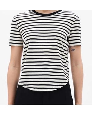 Ann Demeulemeester Floor Micro T-shirt Geborsteld Gestreept Jersey - Zwart