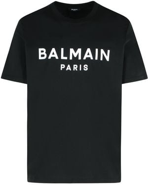 Balmain Schwarzer Baumwoll -T -Shirt