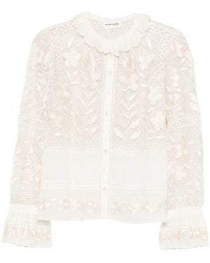 Antik Batik Carioca Bluse Mit Blumenstickerei - Weiß