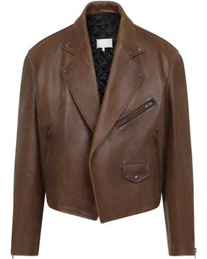 Maison Margiela Biker Leather Jacket - Brown