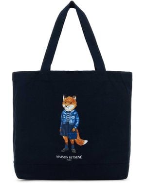 Maison Kitsuné Dressed Fox Tote - Blue