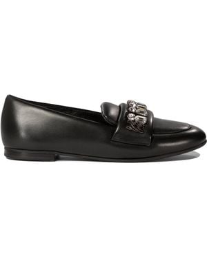 Casadei Loafers With Crystal Details - Black