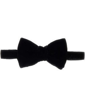 Tom Ford Viscose Fluid Velvet Bowtie - Black