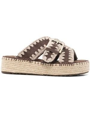 Mou Jute Platform Sandals - White