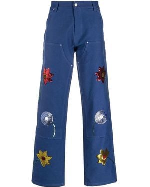 Sky High Farm Embroidered Denim Jeans - Blue
