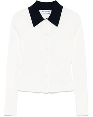Self-Portrait Zelfportret Wol Vest Met Contrastkraag - Wit