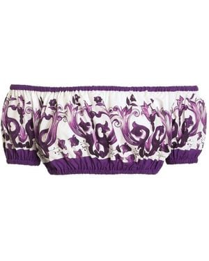 Dolce & Gabbana Maiolica Print Cotton Top - Purple