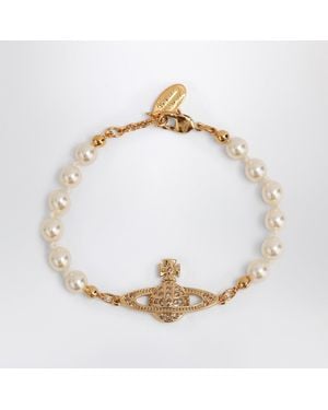 Vivienne Westwood Mini Bas Relief Pearl Bracelet - Metallic