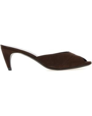 Jude Chocolate Nubuck Cave Mules - Black