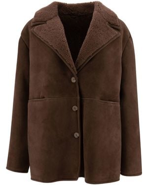 Loulou de Saison "Cirebo" Shearling Jacke - Braun