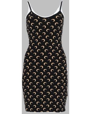 Marine Serre Crescent Moon Scoop Neck Dress - Black