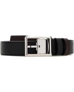 Montblanc Rectangular Formal/Ebony 30Mm Reversible Lea - White