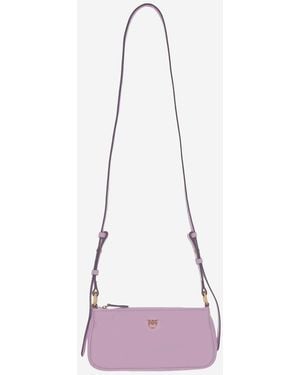 Pinko Half Moon Baguette Mini Leather Bag - Purple