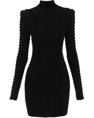Balmain MINI ABITO A COLLO ALTO IN MAGLIA TESTURIZZATA - Nero