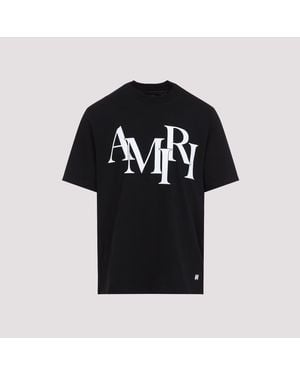 Amiri Cotton Staggered Logo T Shirt - Black