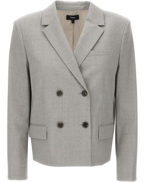 Theory Double-Breasted Blazer - Grey