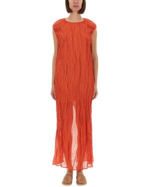 Alysi Metallic Gauze Longuette Dress - Red