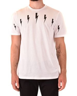 Neil Barrett T-Shirt With Lightning Bolt Motifs - Pink