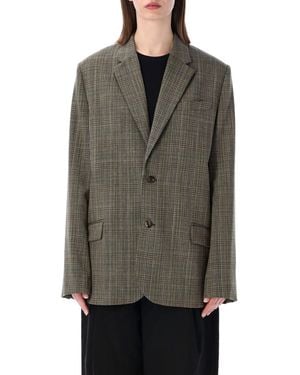Soeur Oversized Chequered Jacket - Grey