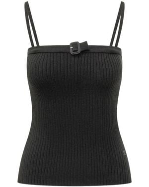 Courreges Top Gesp Rib Gebreid - Zwart